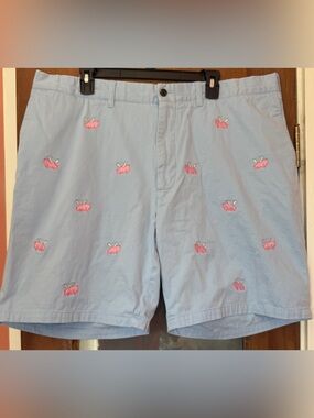 Castaway Nantucket Island Men Cisco Pastel Blue Fly Pig Embroidered Shorts-44